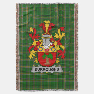 Iers Burroughs Wapen van Familie Crest Ierland Deken