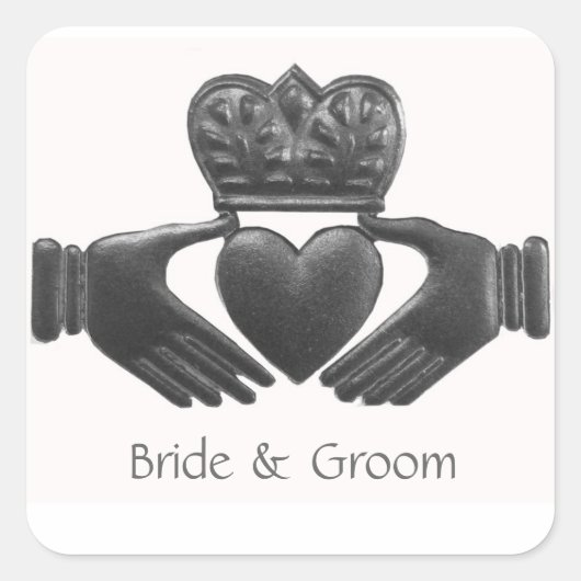 Iers Claddagh Hart gevormd Liefde Symbool Vierkante Sticker (Voorkant)
