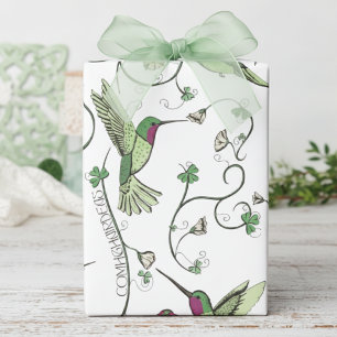 Iers Comhghairdeas Kolibrie Groen Klaver Cadeaupapier