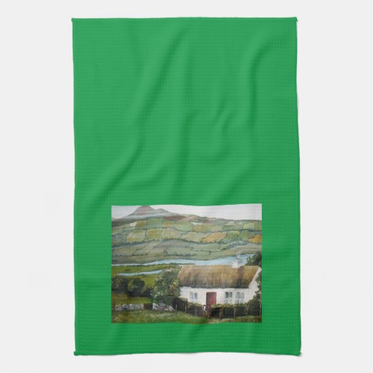 Iers Cottage Landschap Theedoek (Verticaal)