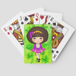 Iers dansmeisje in viooljurk pokerkaarten