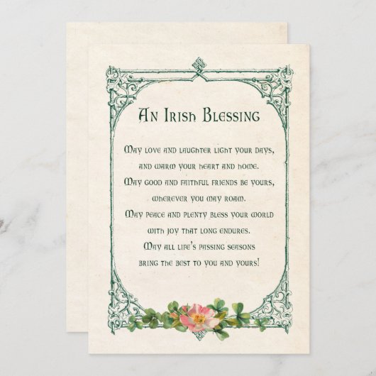 Iers gebak met Shamrocks en Rustisch Lijst Feestdagenkaart (Voorkant / Achterkant)