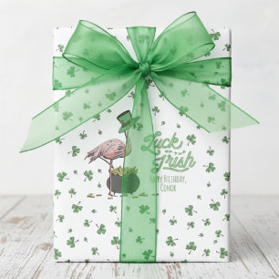 Iers geluk Flamingo Klaver Cadeaupapier