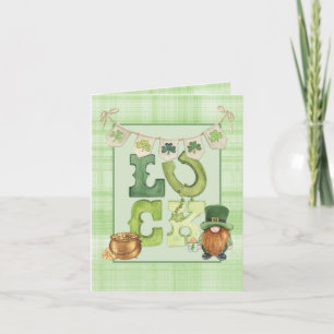 Iers Geluk St. Patrick's Day Gnome Klaver Groen Kaart