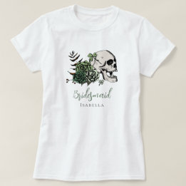 Iers Gotische groene Schedel & Rozen Bruidsmeisje  T-shirt