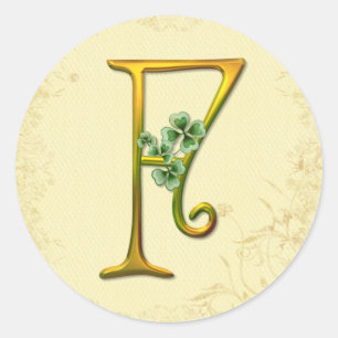 Iers goud monogram F Ronde Sticker