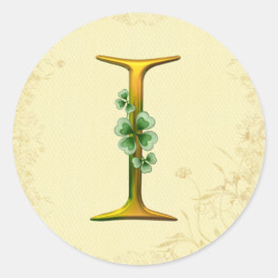 Iers goud monogram I Ronde Sticker