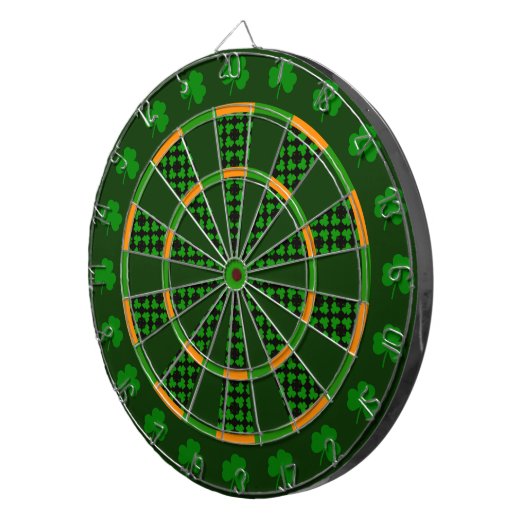Iers Groen en Oranje Shamrock Design Dartbord (Voorkant Rechts)