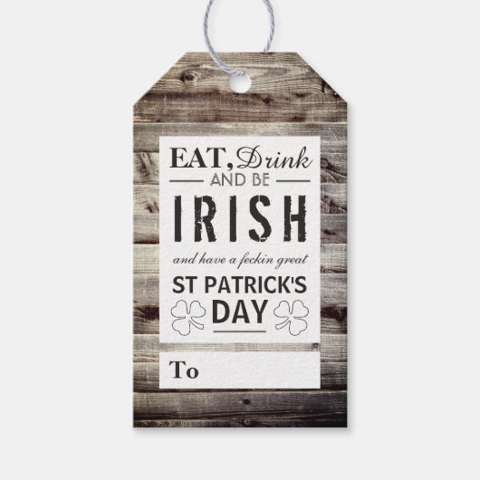  Iers hout St Patrick's Day Cadeaulabel (Voorkant)
