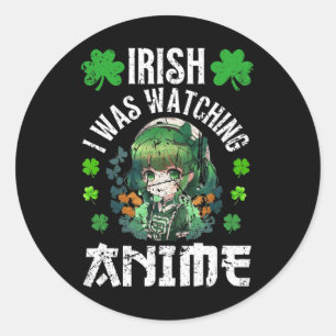 Iers ik keek Anime St Patrick's Day Anime Ronde Sticker