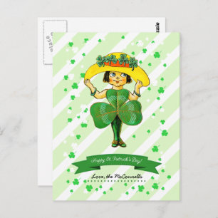 Iers meisje Aangepaste naam St. Patrick's Day Briefkaart