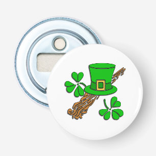 Iers Pet en Shamrocks Button Flesopener