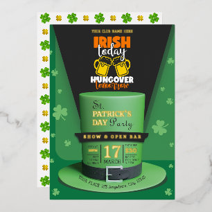 Iers Retro Modern St Patrick's Day Party Open Bar Folie Uitnodiging