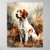 Iers Rood en Wit Setter Hondenkunst Print Poster (Voorkant)