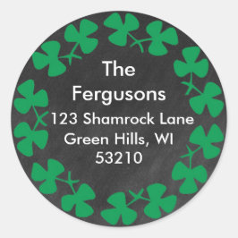 Iers schoolbord Shamrock adreslabel Ronde Sticker