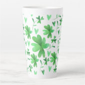 Iers Shamrock Pattern| Groen en wit Latte Mok (Voorkant)
