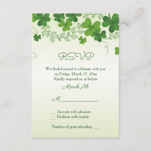 Iers Shamrock Wedding Reply Kaart