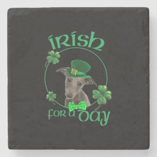 Iers voor een dag met een luie hond op Patrick Day Stenen Onderzetter