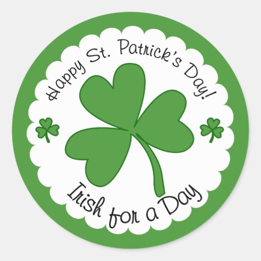 Iers voor een dag St Patrick's Day Shamrock Sticke Ronde Sticker (Voorkant)