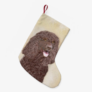 Iers waterspaniel schilderen - Oorspronkelijke hon Kleine Kerstsok