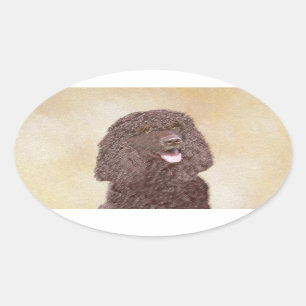 Iers waterspaniel schilderen - Oorspronkelijke hon Ovale Sticker
