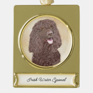 Iers waterspaniel schilderen - Oorspronkelijke hon Verguld Banner Ornament
