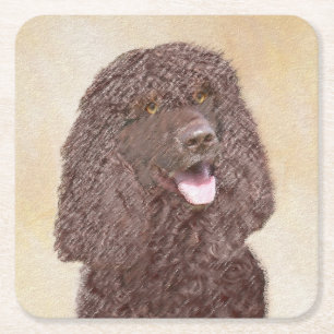Iers waterspaniel schilderen - Oorspronkelijke hon Vierkante Kartonnen Onderzetter