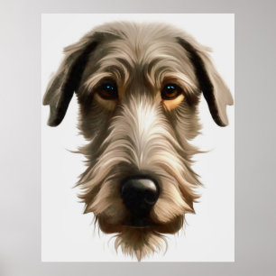 Iers Wolfhound Pet Portret schilderen geïsoleerd Poster