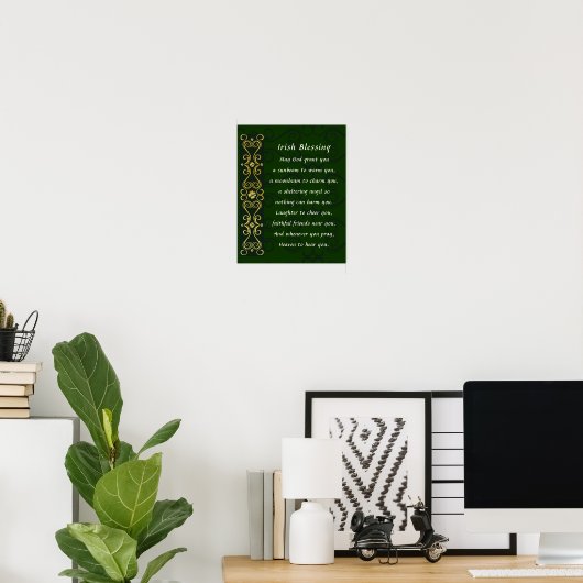 Iers zegelend elegant gouddonkergroen ontwerp poster (Thuiskantoor)