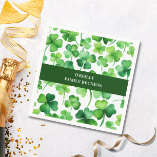 Ierse achternaam Waterverf Shamrock Servet