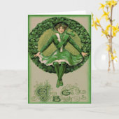 Ierse Amerikaanse vlag Harp van Erin Shamrock Kaart (Gele Bloem)