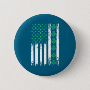 Ierse Amerikaanse Vlag Klavers St Patricks Shamroc Ronde Button 5,7 Cm