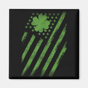 Ierse Amerikaanse vlag met klaver geluk St. Patric Magneet