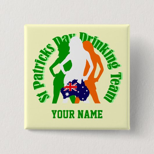 Ierse Australische meisjes St Patrick's day Vierkante Button 5,1 Cm (Voorkant)