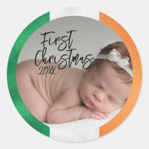 Ierse Baby's eerste Kerstmis Ronde Sticker
