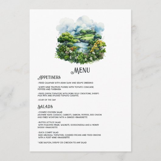 Ierse Bestemming Huwelijk Menu (Voorkant)