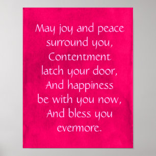 Ierse "Blessing Quote" op een roze achtergrond Poster