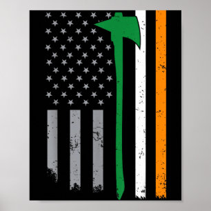 Ierse brandweerlieden Amerikaanse vlag Cool St. Pa Poster