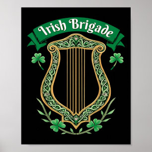 Ierse Brigade Keltische Harp Heritage Poster