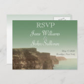 Ierse bruiloft thema Cliffs of Mother RSVP Uitnodiging Briefkaart (Voorkant / Achterkant)