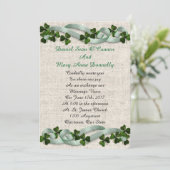 Ierse bruiloft uitnodigingen linnen elegant (Staand voorkant)