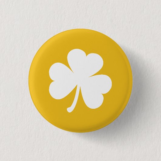  Ierse Button Shamrock | Goud en wit (Voorkant)