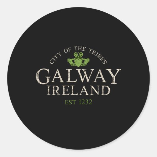 Ierse Claddagh Galway Ierland Ronde Sticker (Voorkant)