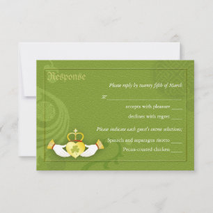 Ierse Claddagh Ring Bruiloft RSVP Maaltijdkeuze Kaartje