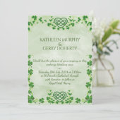 Ierse Claddagh Ring Shamrocks & Keltische Liefdesk Kaart (Staand voorkant)