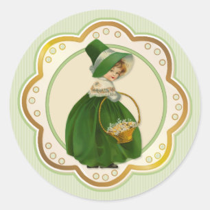 Ierse Colleen en Basket Ronde Sticker