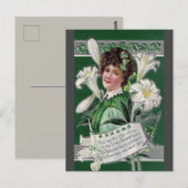 Ierse dame met lelies St Patrick's Day Briefkaart (Voorkant / Achterkant)