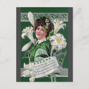  Ierse dame met lelies St Patrick's Day Briefkaart