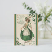 Ierse dame met shamrocks St Patricks Day Briefkaart (Staand voorkant)