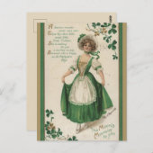 Ierse dame met shamrocks St Patricks Day Briefkaart (Voorkant / Achterkant)